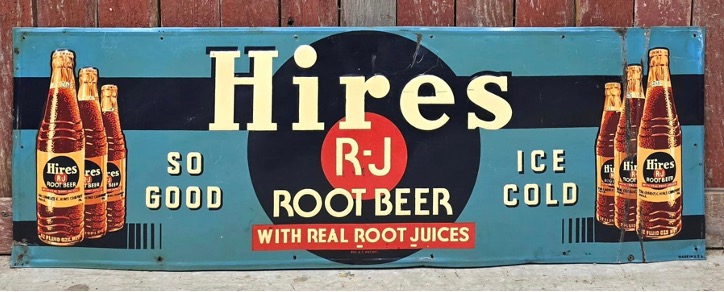 Hires V-Pack R-J Root Beer Tin sign