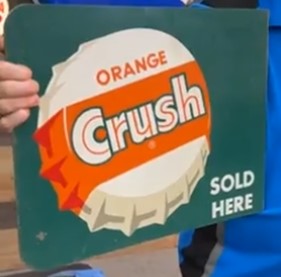 Orange Crush Sold Here Bottle Cap DST Flange Sign