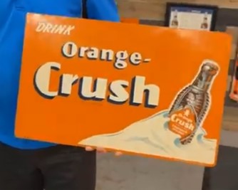 Drink Orange Crush Brown Ribbed Bottle DST Flange Sign