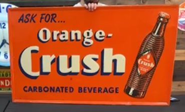 Ask For Orange Crush Carbonated Beverage Ribbed Bottle 56” SST Embossed Sign