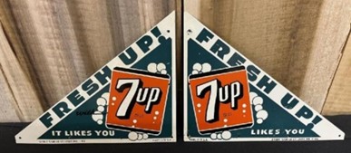 7UP Fresh Up Screen Door Corner Tin Signs (2)