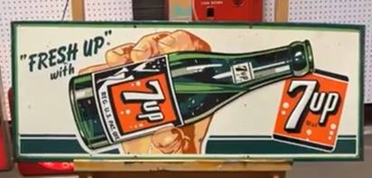 7Up Horizontal Embossed Bottle in Hand SST Sign