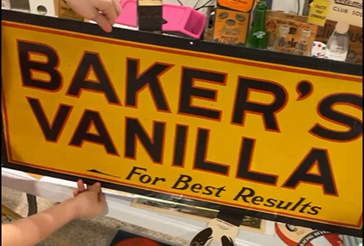 Baker’s Vanilla for Best Results Tin Framed Cardboard Sign