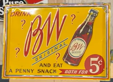 Bludwine BW Cherry Flavored Soft Drink 5 Cents SST Sign