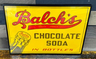 Balch’s Chocolate Soda in Bottles Embossed SST Sign Pittsburgh PA