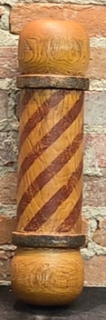 Barber Pole Oak Wood Carved Painted