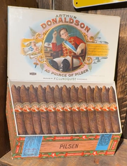 Arthur Donaldson Prince of Pilsen Cigars F C Lundquist Chicago cardboard Die Cut Easel-Back Sign