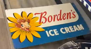 Borden’s Ice Cream with Elsie Embossed SST Sign