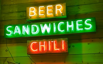 Beer Sandwiches Chili Neon Signs