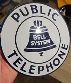 Bell System Public Telephone Round Convex SSP Sign