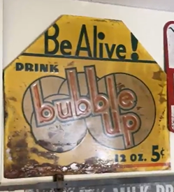 Bubble Up Be Alive 5 Cents SST Embossed Sign