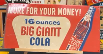 Big Giant Cola 16 Ounces More for Your Money SST Embossed Sign