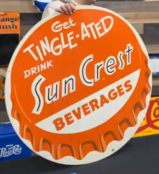 n Crest Beverages Get Tingle-Ated SST Bottle Cap Sign