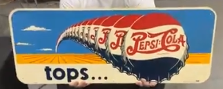 Pepsi-Cola Tops Bottle Caps Corn Field SS Aluminum Sign