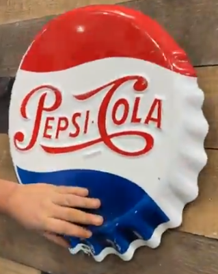 Pepsi-Cola SSP Tapered Bottle Cap Sign