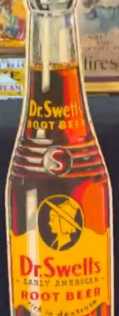 Dr. Swetts Early American Root Beer Die Cut SST Bottle Sign