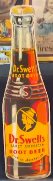 Dr. Swetts Early American Root Beer Die Cut SST Bottle Sign