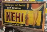 Nehi Beverages Leg Sign Finger Pointing Down Watch for This Bottle Cardboard