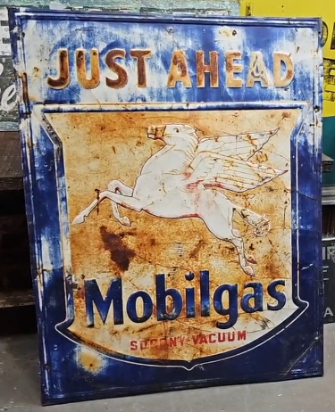 Mobilgas Socony-Vacuum Just Ahead Pegasus SST Sign