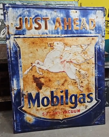 Mobilgas Socony-Vacuum Just Ahead Pegasus SST Sign