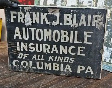 Automobile Insurance Columbia PA Hand Painted Wood Sign