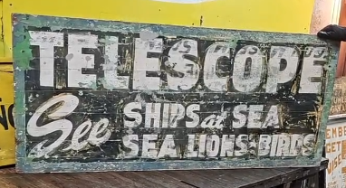 Telescope See Ships and Sea Lions Two Sided Wood Sign