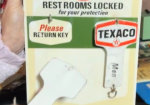 Texaco Ladies and Men Rest Room SST Key Hanger and Key Rings