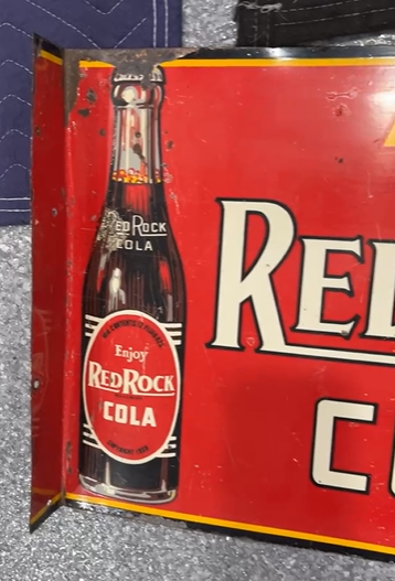 Drink Red Rock Cola DST Flange Sign with Vertical Bottle