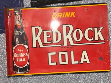 Drink Red Rock Cola DST Flange Sign with Vertical Bottle