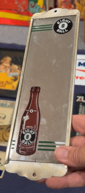 Eight 8 Ball The Big Favorite Painted Glass Mirror Sign