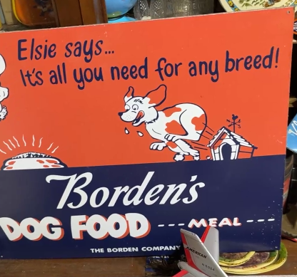 Elsie Says Borden’s Dog Food Meal Masonite Sign