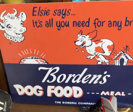 Elsie Says Borden’s Dog Food Meal Masonite Sign