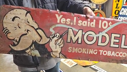 Model Smoking Tobacco Moustache Man SST Sign