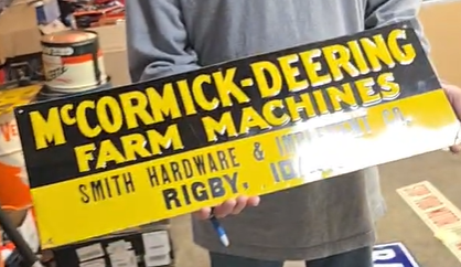 McCormick-Deering Farm Machines Rigby Idaho SST Embossed Sign