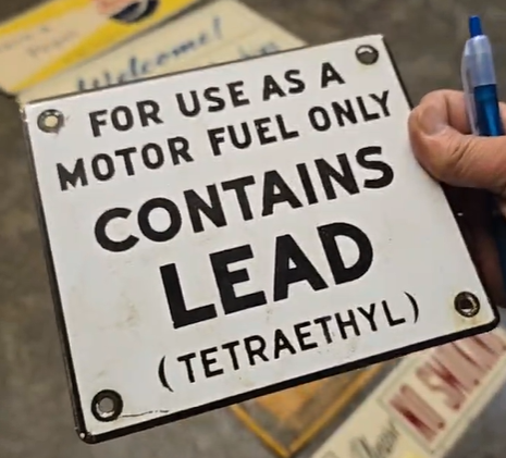 Motor Fuel Only Contains Lead Tetraethyl SSP Pump Plate Sign