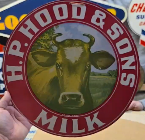 H. P. Hood & Sons Milk Cardboard Double Sided Sign