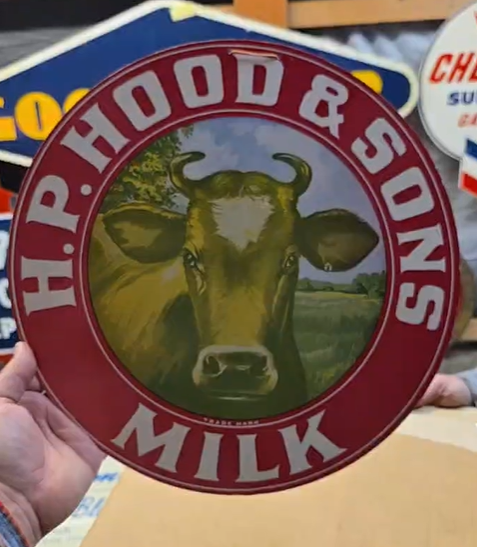 H. P. Hood & Sons Milk Cardboard Double Sided Sign