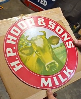 H. P. Hood & Sons Milk Cardboard Double Sided Sign