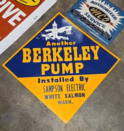 Berkeley Pump Sampson Electric White Salmon Washington SST Embossed Sign