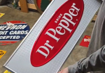 Drink Dr Pepper Oval on Silver Rectangle SST Embossed Sign