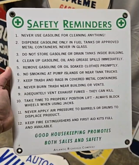 Atlantic Richfield Safety Reminders SSP Sign