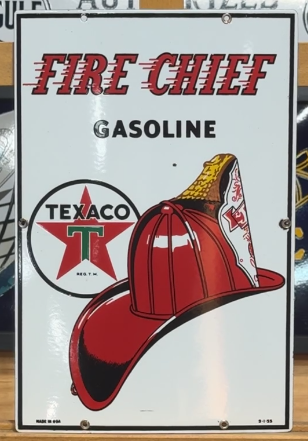 Texaco Fire Chief Gasoline White T SSP Pump Plate