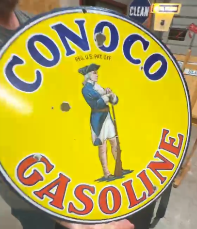 Conoco Gasoline Minute Man DSP Sign
