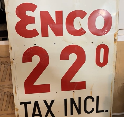 Enco Gasoline Double Sided Metal Pricer Sign