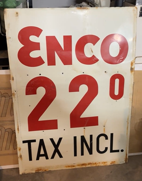 Enco Gasoline Double Sided Metal Pricer Sign