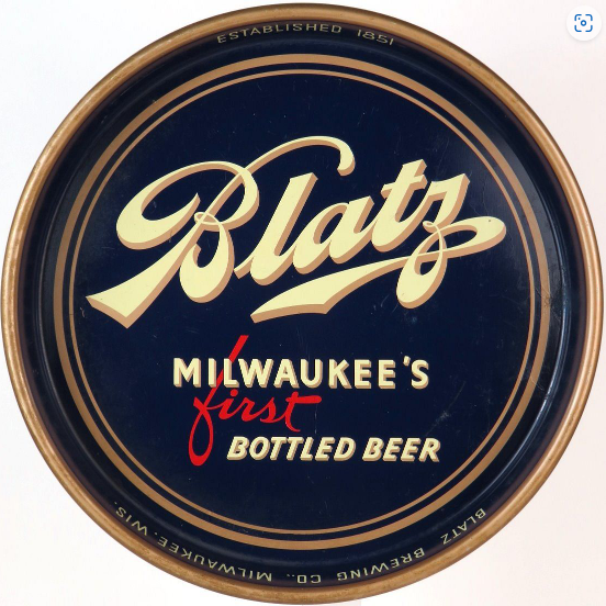 1942 Blatz Beer 13 inch Serving Tray Milwaukee Wisconsin