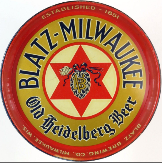 1935 Blatz Milwaukee Beer 12 inch Serving Tray Milwaukee Wisconsin