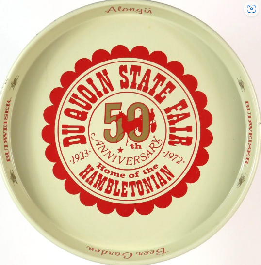 1972 Budweiser Beer “Du Quoin State Fair” 12 inch Serving Tray St. Louis Missouri
