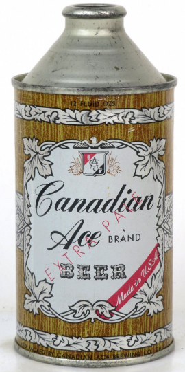 1952 Canadian Ace Beer “Peli-Can” 12oz 156-13 High Profile Cone Top Can Chicago Illinois