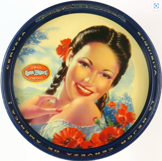 1917 Carta Blanca Exquisita 13 inch Serving Tray Monterrey Mexico